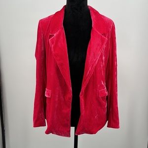 New York & co Blazer Jacket pink faux velvet size small